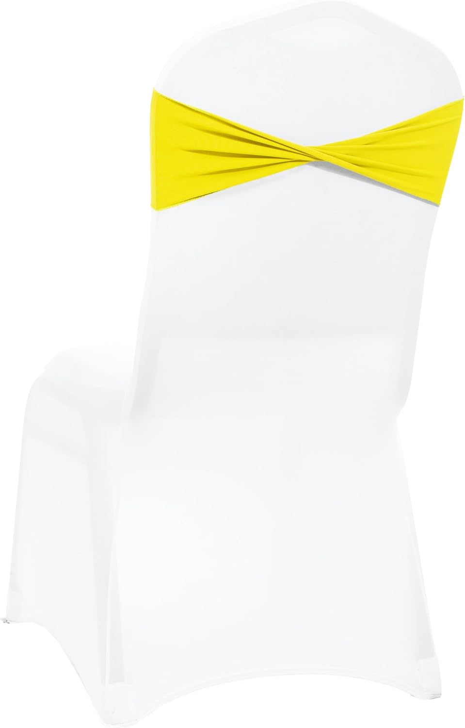 Pack of 25 PCS | Yellow | Spandex Chair Sashes Bows Without Buckle | Stretch Elastic Banquet Universal Folding Chair Band Tie with for Wedding Party Conference Celebration Event Decoration