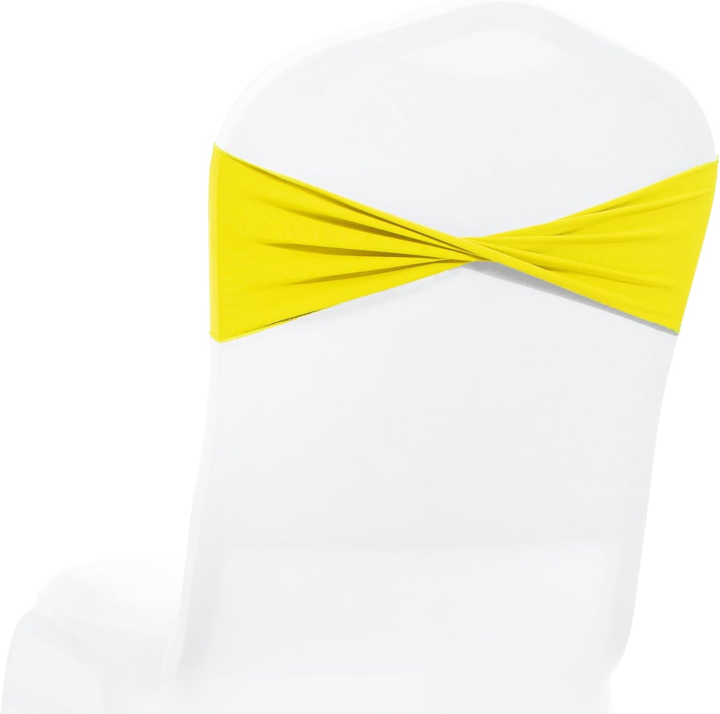 Pack of 25 PCS | Yellow | Spandex Chair Sashes Bows Without Buckle | Stretch Elastic Banquet Universal Folding Chair Band Tie with for Wedding Party Conference Celebration Event Decoration