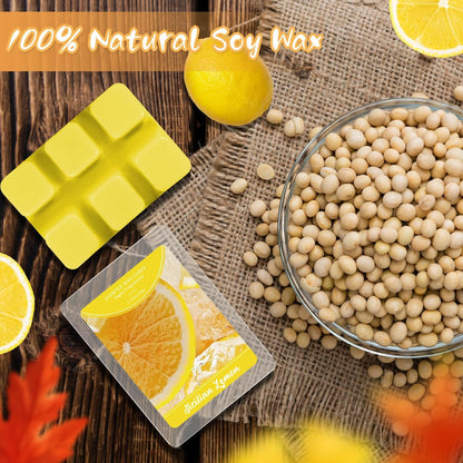 Wax Melts, Sicilian Lemon Scent, Summer Scented Wax Cubes, Natural Soy Wax Melts for Candle Making, Wax Warmer, Home Decoration, 4-Pack