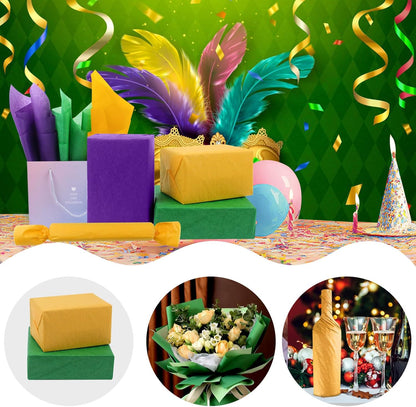 Purple, Yellow, Green Tissue Paper - Mardi Gras Wrapping Paper, 80 Sheets, 14x20 Inch, Bulk - Gift Bag, Carnival, Masquerade, Holiday Party Favor Decor
