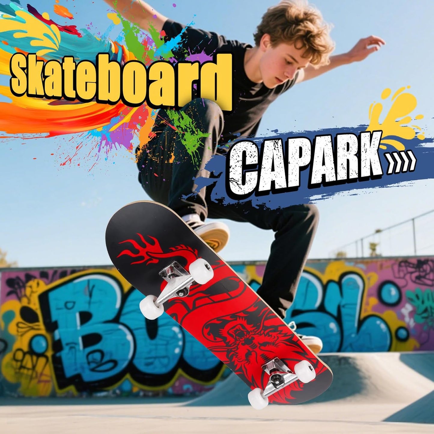 Skateboards for Beginners Adults Youths Teens Kids Girls Boys 31 Inch Pro Complete Skate Boards 7 Layer Canadian Maple Double Kick Concave Longboards