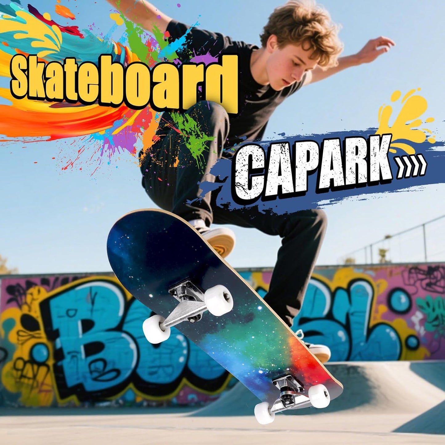 Skateboards for Beginners Adults Youths Teens Kids Girls Boys 31 Inch Pro Complete Skate Boards 7 Layer Canadian Maple Double Kick Concave Longboards