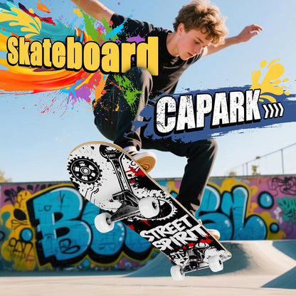 Skateboards for Beginners Adults Youths Teens Kids Girls Boys 31 Inch Pro Complete Skate Boards 7 Layer Canadian Maple Double Kick Concave Longboards