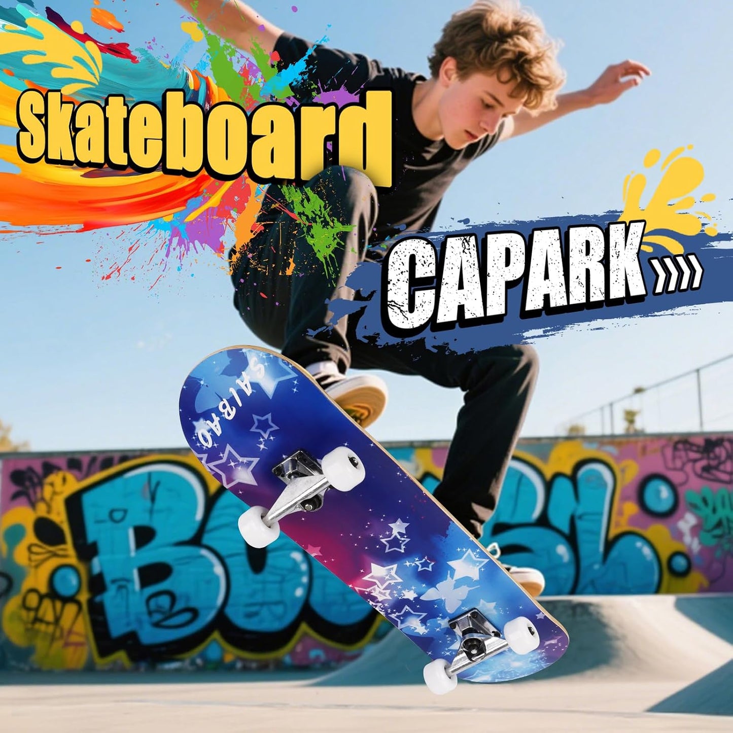 Skateboards for Beginners Adults Youths Teens Kids Girls Boys 31 Inch Pro Complete Skate Boards 7 Layer Canadian Maple Double Kick Concave Longboards