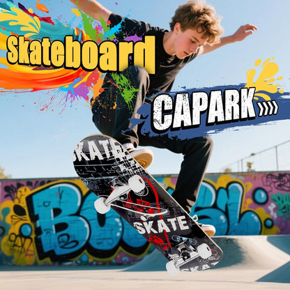 Skateboards for Beginners Adults Youths Teens Kids Girls Boys 31 Inch Pro Complete Skate Boards 7 Layer Canadian Maple Double Kick Concave Longboards