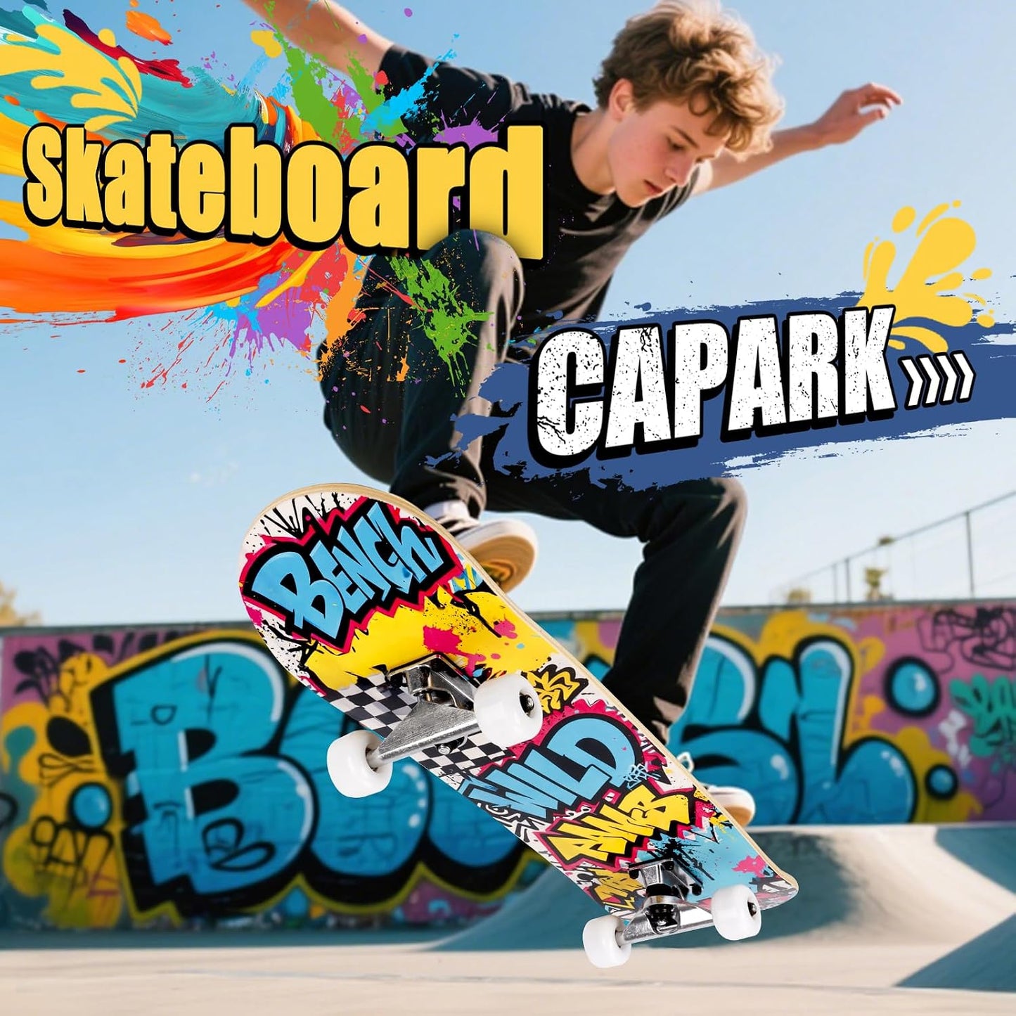 Skateboards for Beginners Adults Youths Teens Kids Girls Boys 31 Inch Pro Complete Skate Boards 7 Layer Canadian Maple Double Kick Concave Longboards