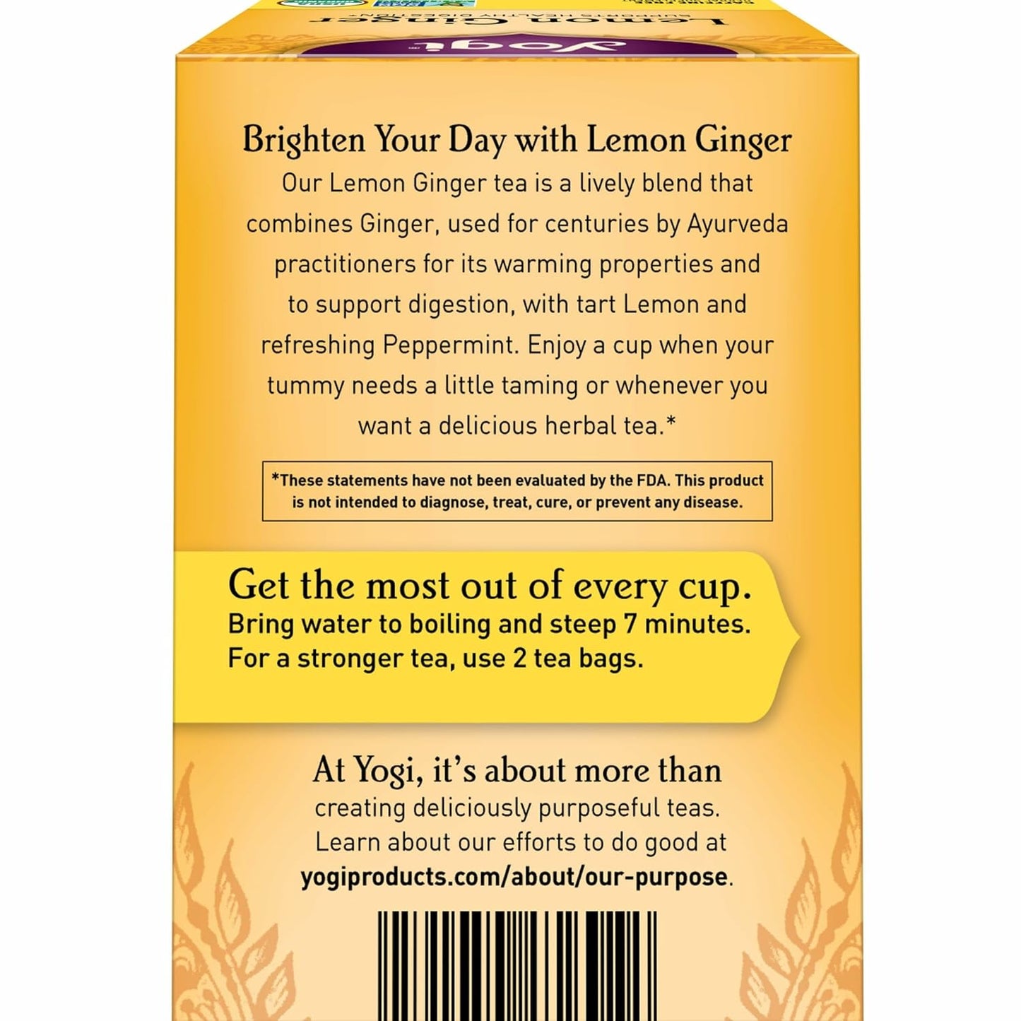 Tea Lemon Ginger - 16 Bags per Pack (4 Packs) - Organic Ginger Root Tea to Support Healthy Digestion - Includes Lemongrass, Lemon Flavor, Licorice Root, Lemon Peel & More