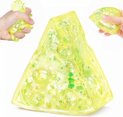 1Pcs Cheese Sugar Squishy Stress Ball, Yellow Cheese Stress Ball for Adults | Sensory Slow Rising Food Squishies Stress Ball Cheese Squishy for Party Favors Easter Basket Stuffers