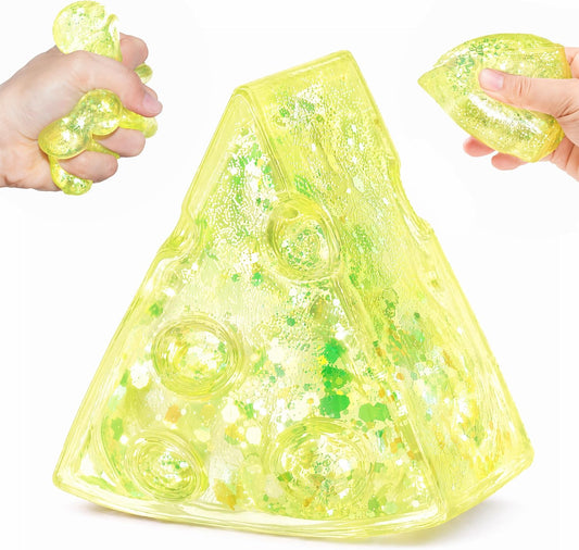1Pcs Cheese Sugar Squishy Stress Ball, Yellow Cheese Stress Ball for Adults | Sensory Slow Rising Food Squishies Stress Ball Cheese Squishy for Party Favors Easter Basket Stuffers
