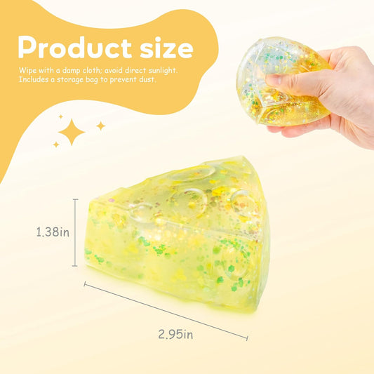 1Pcs Cheese Sugar Squishy Stress Ball, Yellow Cheese Stress Ball for Adults | Sensory Slow Rising Food Squishies Stress Ball Cheese Squishy for Party Favors Easter Basket Stuffers