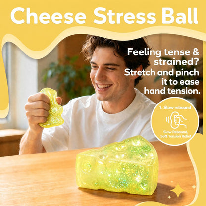 1Pcs Cheese Sugar Squishy Stress Ball, Yellow Cheese Stress Ball for Adults | Sensory Slow Rising Food Squishies Stress Ball Cheese Squishy for Party Favors Easter Basket Stuffers