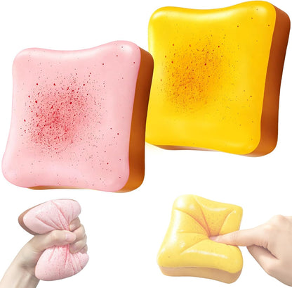 Bread Butter Squishy, Slow Rising Bread,Bread Squishy, Realistic Fidget Squishy Toy with Butter Scent for Stress Relief & Anxiety, Sensory Squeeze Toys for Adults (Pink + Yellow)