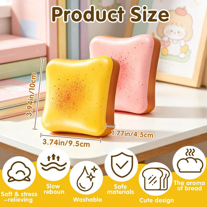 Bread Butter Squishy, Slow Rising Bread,Bread Squishy, Realistic Fidget Squishy Toy with Butter Scent for Stress Relief & Anxiety, Sensory Squeeze Toys for Adults (Pink + Yellow)