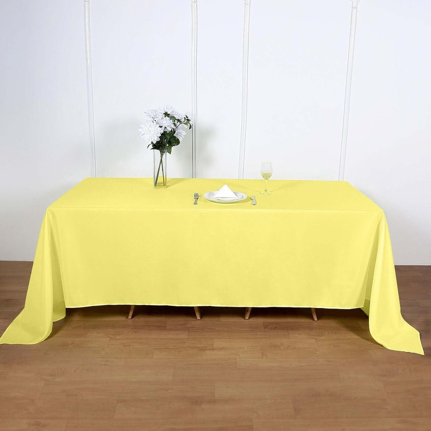 Rectangle Tablecloth, 90"x132" Stain & Wrinkle Resistant Washable Table Cloth, Oblong Decorative Polyester Fabric Table Cover for Dining, Party, Wedding & Baby Shower- Yellow