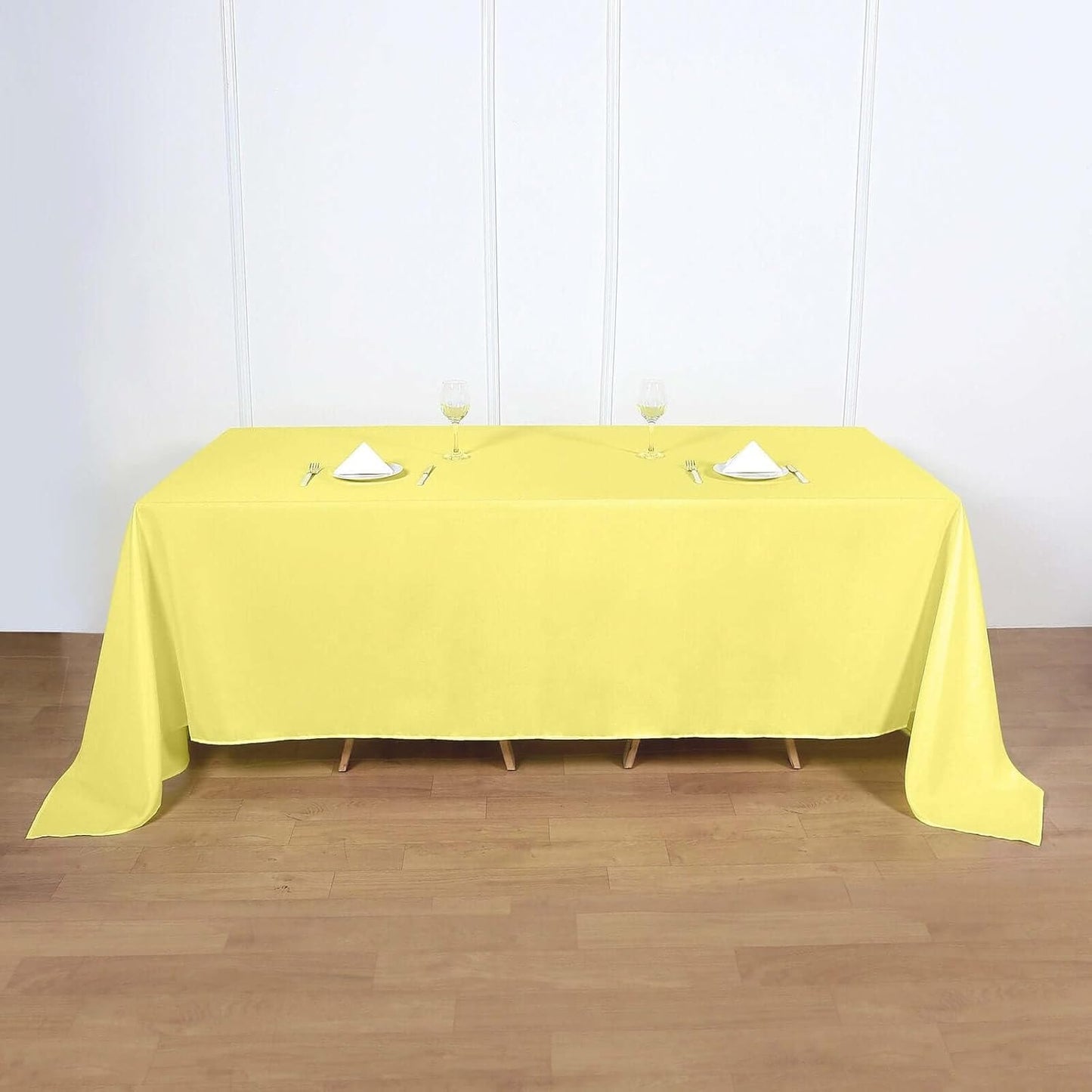 Rectangle Tablecloth, 90"x132" Stain & Wrinkle Resistant Washable Table Cloth, Oblong Decorative Polyester Fabric Table Cover for Dining, Party, Wedding & Baby Shower- Yellow