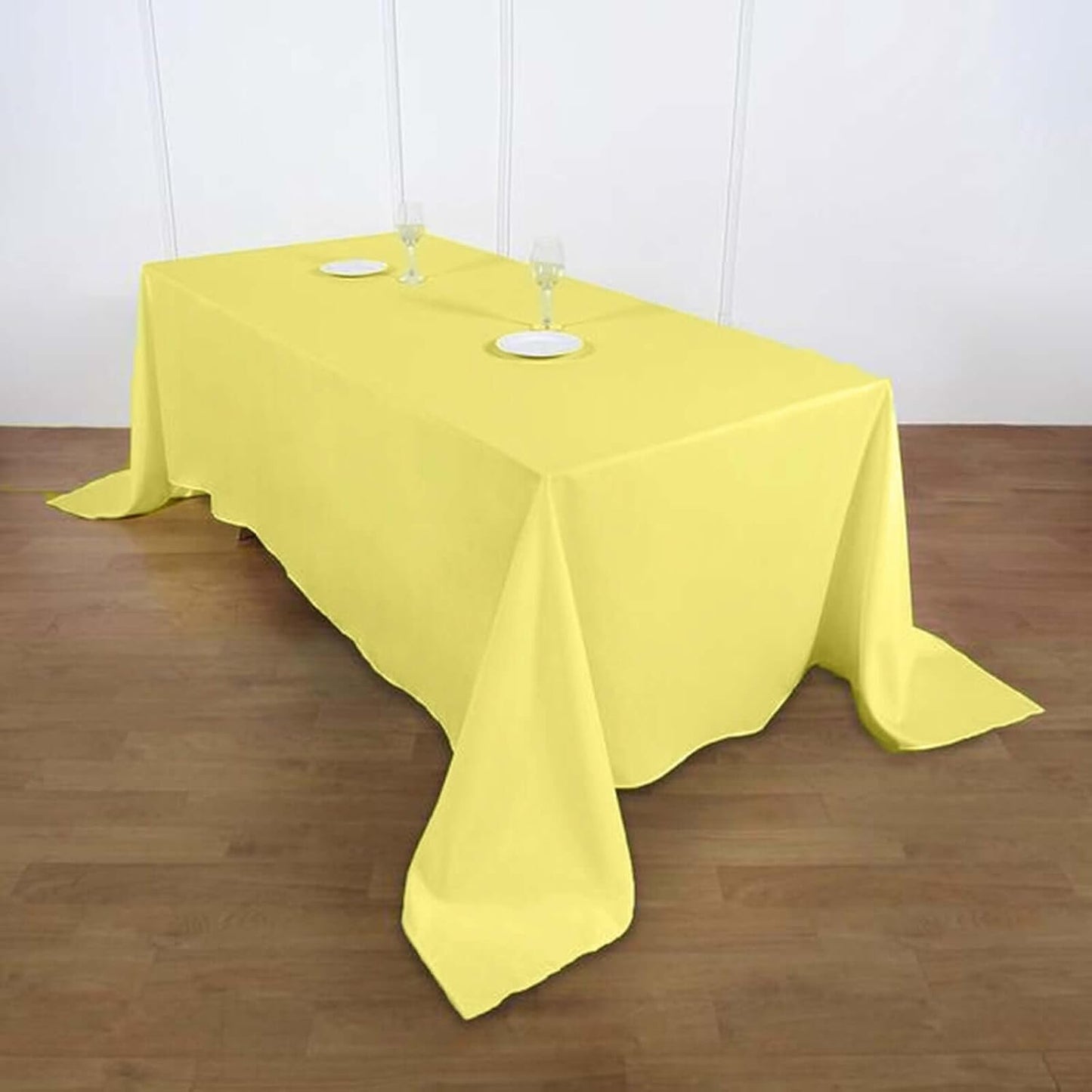 Rectangle Tablecloth, 90"x132" Stain & Wrinkle Resistant Washable Table Cloth, Oblong Decorative Polyester Fabric Table Cover for Dining, Party, Wedding & Baby Shower- Yellow