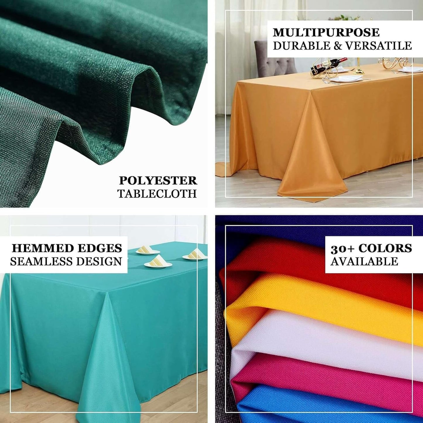 Rectangle Tablecloth, 90"x132" Stain & Wrinkle Resistant Washable Table Cloth, Oblong Decorative Polyester Fabric Table Cover for Dining, Party, Wedding & Baby Shower- Yellow