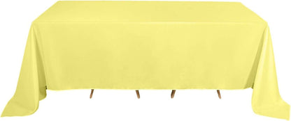 Rectangle Tablecloth, 90"x132" Stain & Wrinkle Resistant Washable Table Cloth, Oblong Decorative Polyester Fabric Table Cover for Dining, Party, Wedding & Baby Shower- Yellow