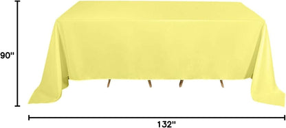 Rectangle Tablecloth, 90"x132" Stain & Wrinkle Resistant Washable Table Cloth, Oblong Decorative Polyester Fabric Table Cover for Dining, Party, Wedding & Baby Shower- Yellow