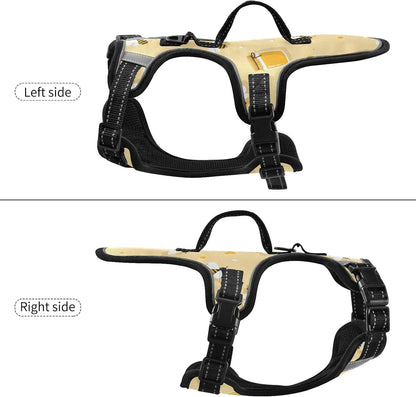 Honeycomb Bees Yellow Print Dog Harness No Pull, Reflective Pet Vest with Top Handle and Metal D-Rin, Adjustable Halter Breathable Mesh for Daily Walking and Training