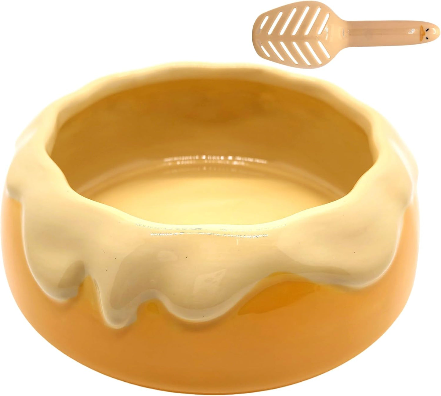 Ceramic Pudding Hamster Food Bowl Feeding Dish Water Bow for Guinea Pig Hedgehog Small Animal(Yellow)