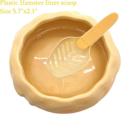 Ceramic Pudding Hamster Food Bowl Feeding Dish Water Bow for Guinea Pig Hedgehog Small Animal(Yellow)