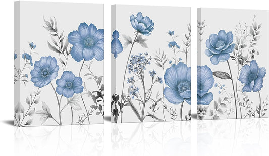 Yellow Flower Canvas Wall Art Vintage Floral Painting Pictures Decor Modern Bedroom Bathroom Decoration (Yellow)