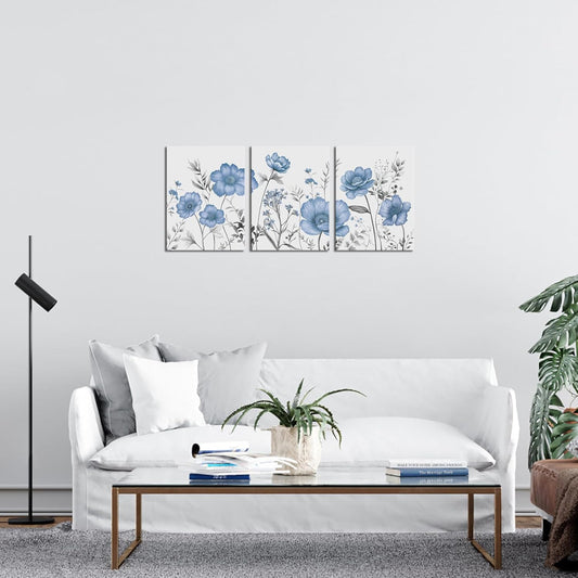 Yellow Flower Canvas Wall Art Vintage Floral Painting Pictures Decor Modern Bedroom Bathroom Decoration (Yellow)