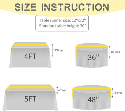 20 Pack Satin Table Runner 12 x 72 Inch Yellow Table Runner fit Rectange and Round Table,Long Premium Satin Silk Table Runners for Wedding,Birthday Banquets Engagements Party Decoration