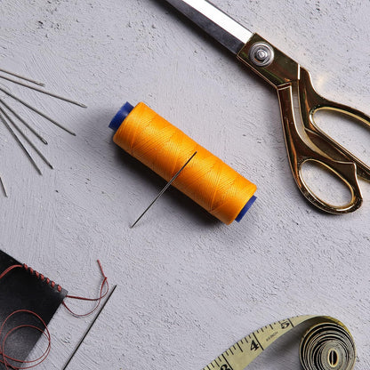 Waxed Thread, Strong Thread for Leather, Upholstery, Shoe, Bag, incl. Needle (Colour: Dark Yellow)