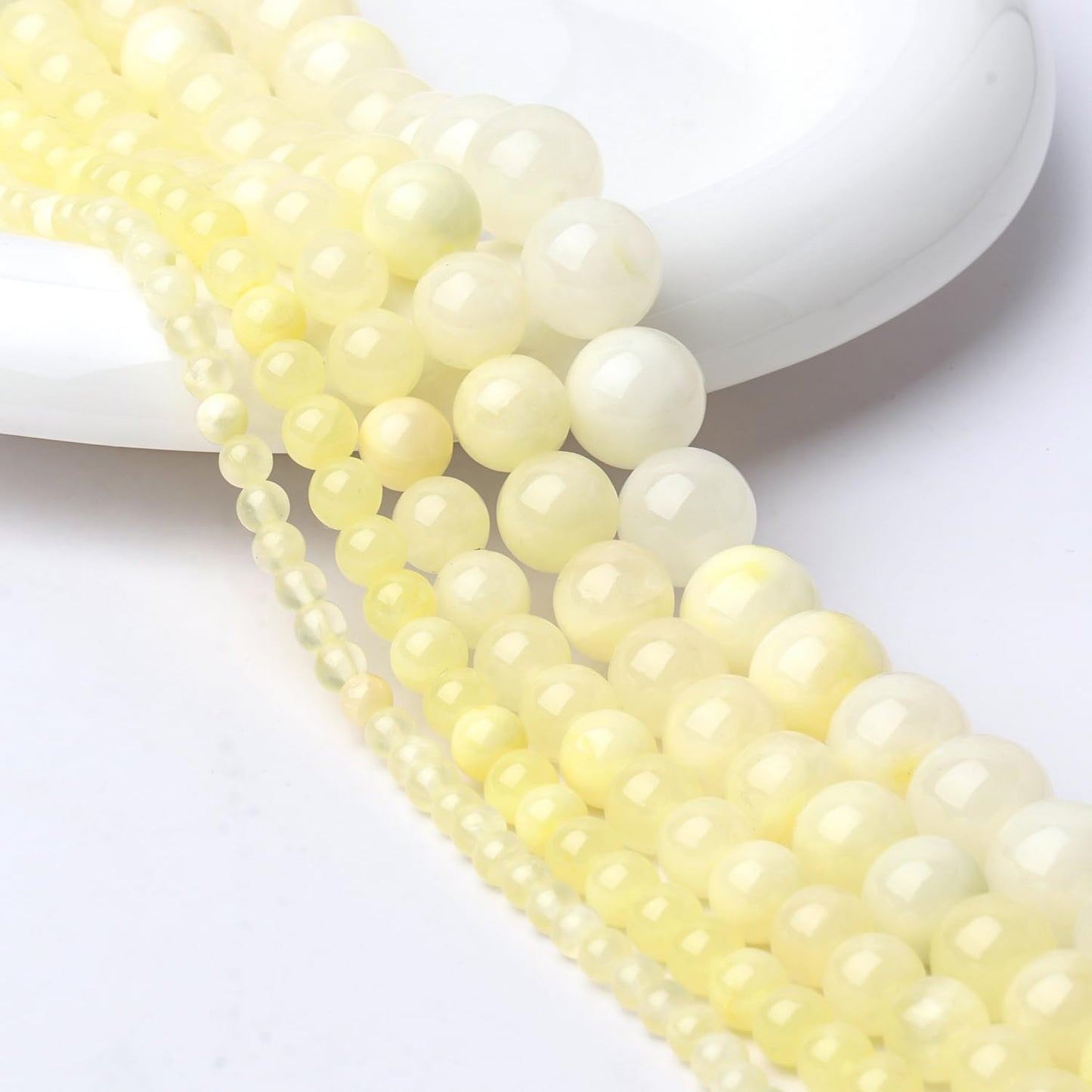 60pcs Yellow Lemon Jade Round Smooth Stone Beads for Bracelet Making ，6mm Natural Gemstone Beads for Jewelry Making DIY Necklace Earring