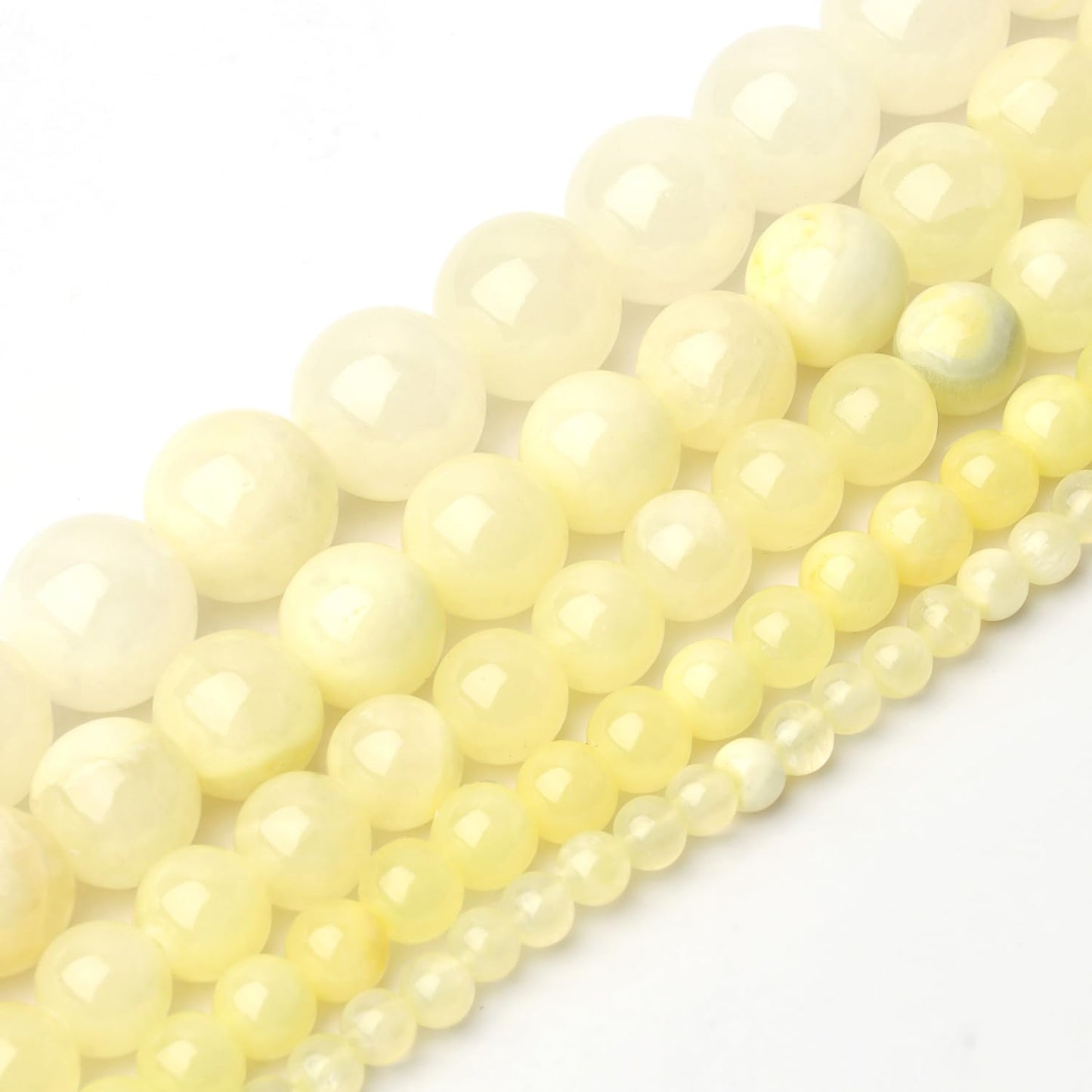 60pcs Yellow Lemon Jade Round Smooth Stone Beads for Bracelet Making ，6mm Natural Gemstone Beads for Jewelry Making DIY Necklace Earring