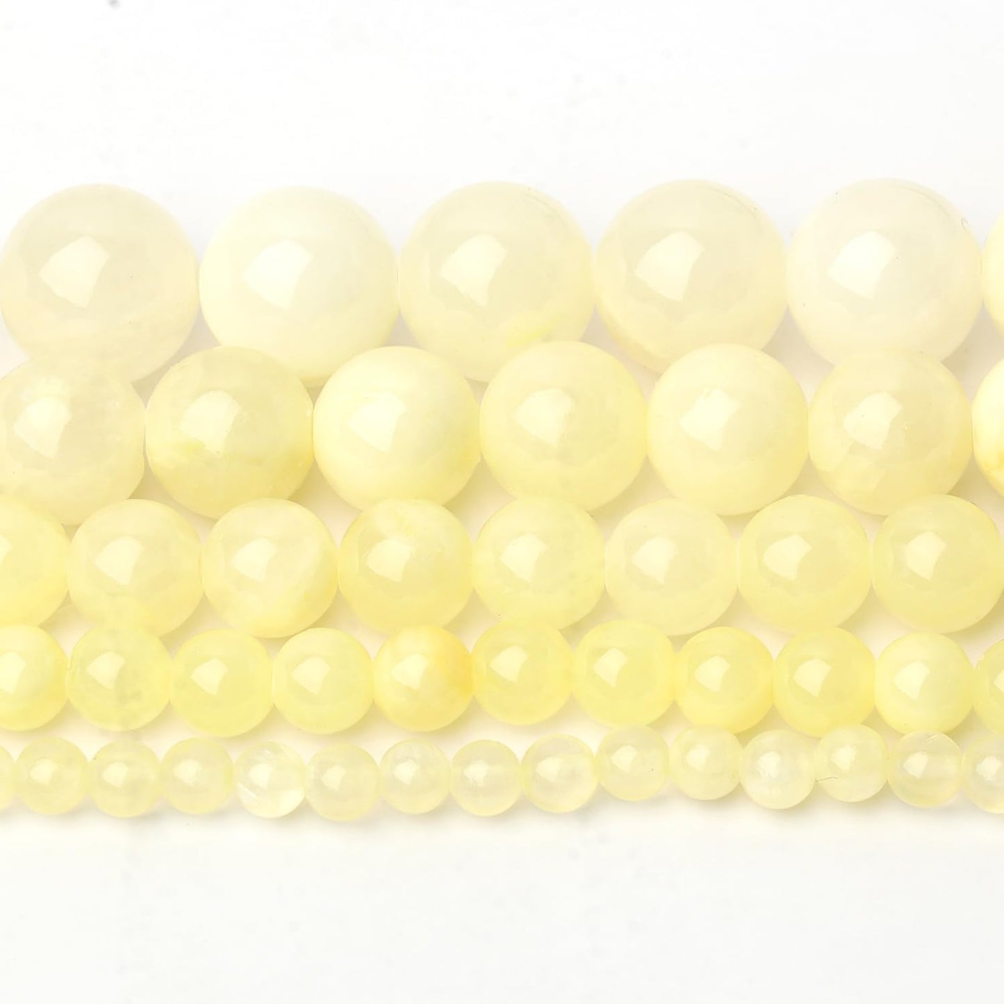 60pcs Yellow Lemon Jade Round Smooth Stone Beads for Bracelet Making ，6mm Natural Gemstone Beads for Jewelry Making DIY Necklace Earring