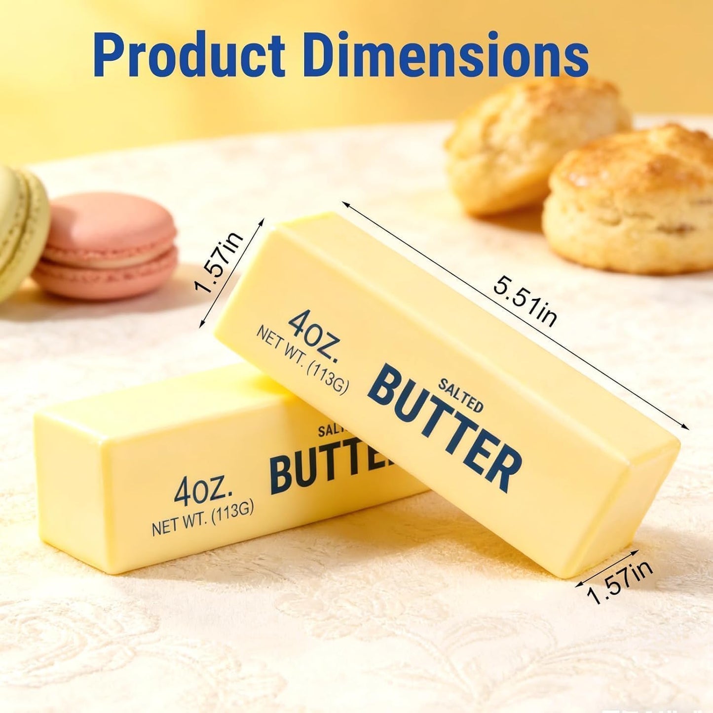 2pcs Butter Squishy Slow Rising Stress Relief Toy Squeeze Toy Squishies Soft & Stretchy Fidget Toys for Anxiety Relief Party Favors with Smile Face