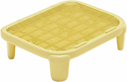 Cat Litter Tray Cat Litter Mat Step Litter Collector with Built in Paw Cleaning Grate Polypropylene Anti Tracking Suitable for Living Rooms Laundry Areas pet Boarding, Yellow, High Leg