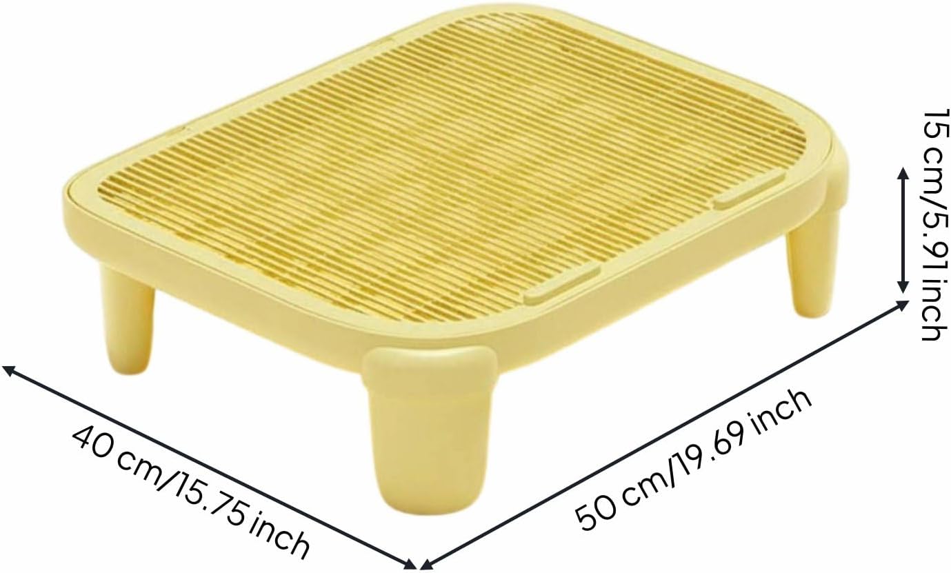 Cat Litter Tray Cat Litter Mat Step Litter Collector with Built in Paw Cleaning Grate Polypropylene Anti Tracking Suitable for Living Rooms Laundry Areas pet Boarding, Yellow, High Leg