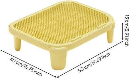 Cat Litter Tray Cat Litter Mat Step Litter Collector with Built in Paw Cleaning Grate Polypropylene Anti Tracking Suitable for Living Rooms Laundry Areas pet Boarding, Yellow, High Leg