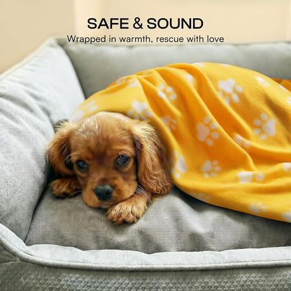 Cute Dog Blanket for Small Medium Dogs 6-Pack Soft Stretchy Fleece Blankets for Pet Cat Puppy Warm Wrinkle-Resistant Throw for Couch Bed Outdoor Yellow 31x24 inch (Pack of 6)