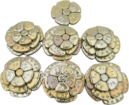 1.1 LB Random Iridescent Flower Ceramic Mosaic Tiles for DIY Crafts,3 Size Flowers Mosaic Pieces for Artwork,Photo Frames,Cups,Flower Pots,Fish Tank,Vases,Make Stepping Stones (Light Yellow)