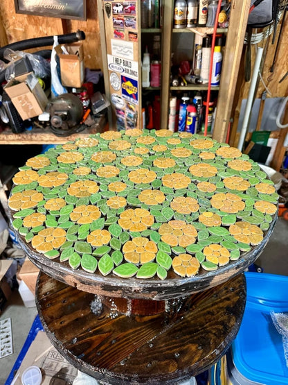 1.1 LB Random Iridescent Flower Ceramic Mosaic Tiles for DIY Crafts,3 Size Flowers Mosaic Pieces for Artwork,Photo Frames,Cups,Flower Pots,Fish Tank,Vases,Make Stepping Stones (Light Yellow)