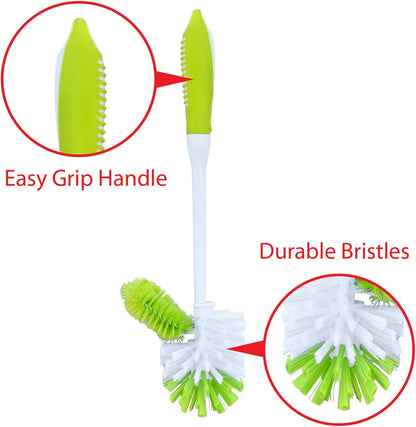 Toilet Bowl Cleaner Brush with Holder | Heavy Duty Cleaning Wand with Under The Rim Scrubber, Non-Slip Handle, Storage Caddy | Bathroom Supplies, Yellow, Green