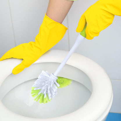 Toilet Bowl Cleaner Brush with Holder | Heavy Duty Cleaning Wand with Under The Rim Scrubber, Non-Slip Handle, Storage Caddy | Bathroom Supplies, Yellow, Green