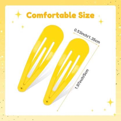 2 Inch Yellow Hair Clips Barrettes Metal Snap Clips for Women Durable Water Drop Ideal Hair Accessories for Hairdressing Wedding and Everyday Use 20 pcs