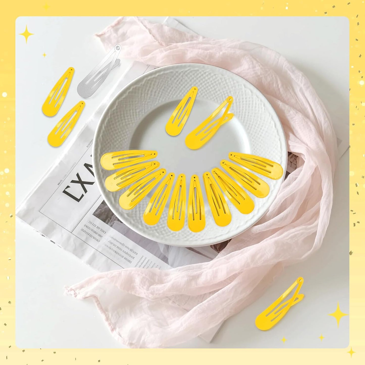 2 Inch Yellow Hair Clips Barrettes Metal Snap Clips for Women Durable Water Drop Ideal Hair Accessories for Hairdressing Wedding and Everyday Use 20 pcs