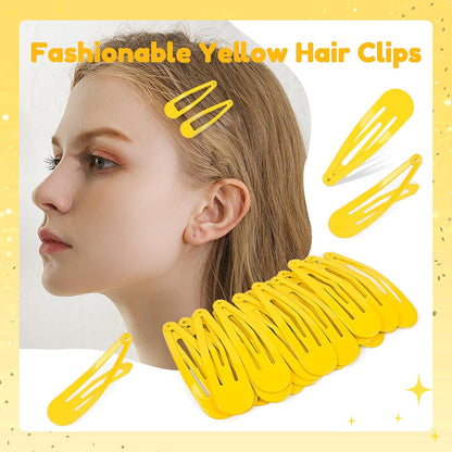 2 Inch Yellow Hair Clips Barrettes Metal Snap Clips for Women Durable Water Drop Ideal Hair Accessories for Hairdressing Wedding and Everyday Use 20 pcs