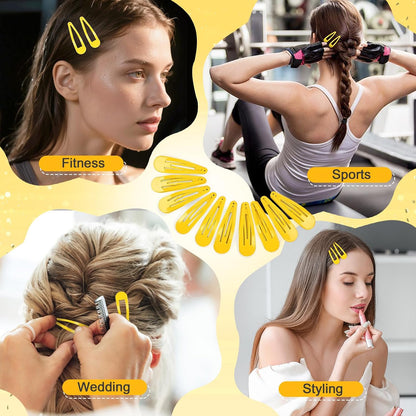 2 Inch Yellow Hair Clips Barrettes Metal Snap Clips for Women Durable Water Drop Ideal Hair Accessories for Hairdressing Wedding and Everyday Use 20 pcs