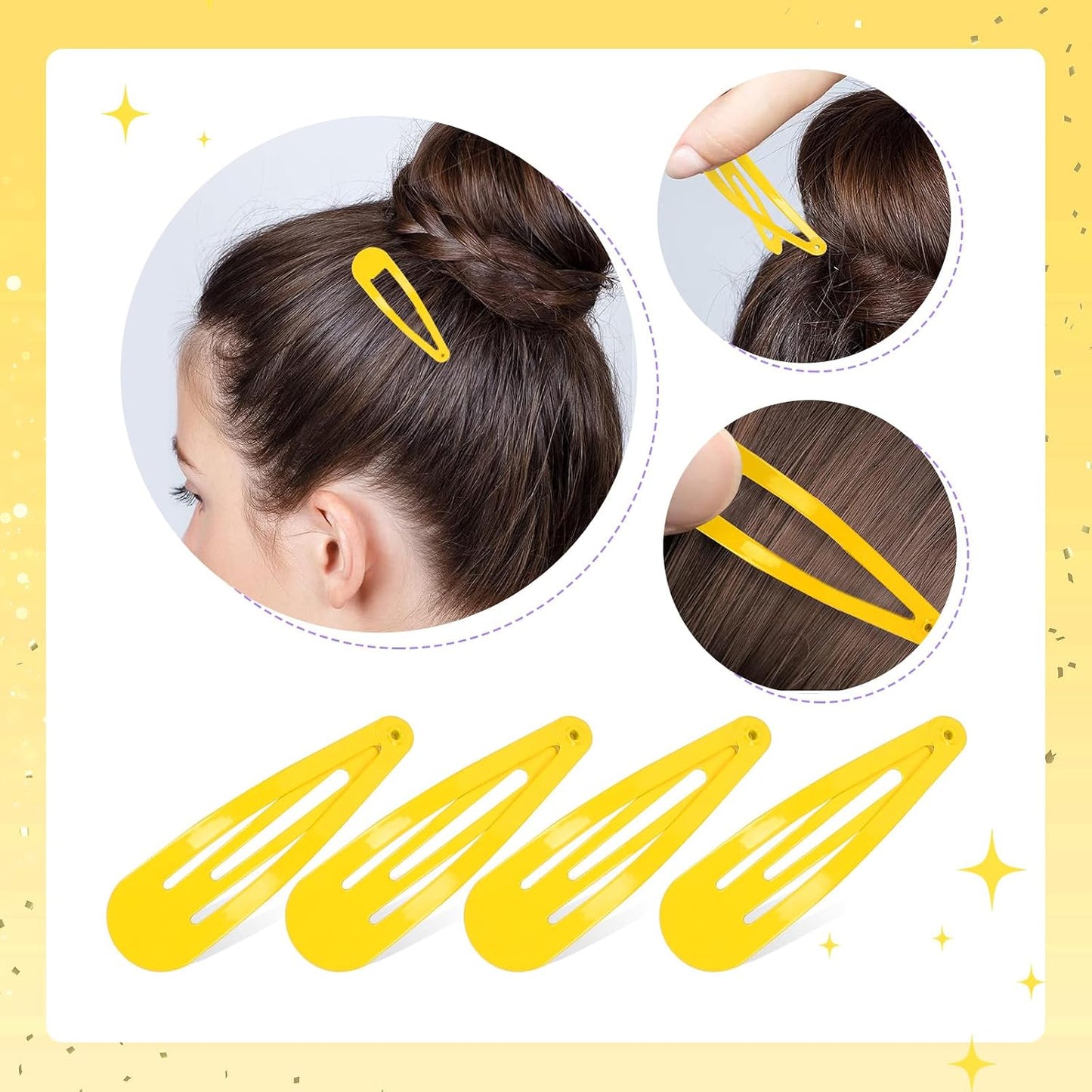 2 Inch Yellow Hair Clips Barrettes Metal Snap Clips for Women Durable Water Drop Ideal Hair Accessories for Hairdressing Wedding and Everyday Use 20 pcs