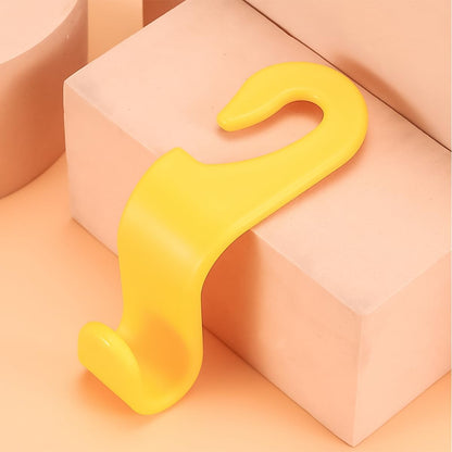 4 Pack Car Seat Headrest Hooks for Vehicle Seats, Yellow | rear-row hanging storage, supports bags coats and groceries, fits matching headrest posts, interior accessory