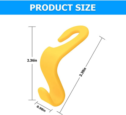 4 Pack Car Seat Headrest Hooks for Vehicle Seats, Yellow | rear-row hanging storage, supports bags coats and groceries, fits matching headrest posts, interior accessory