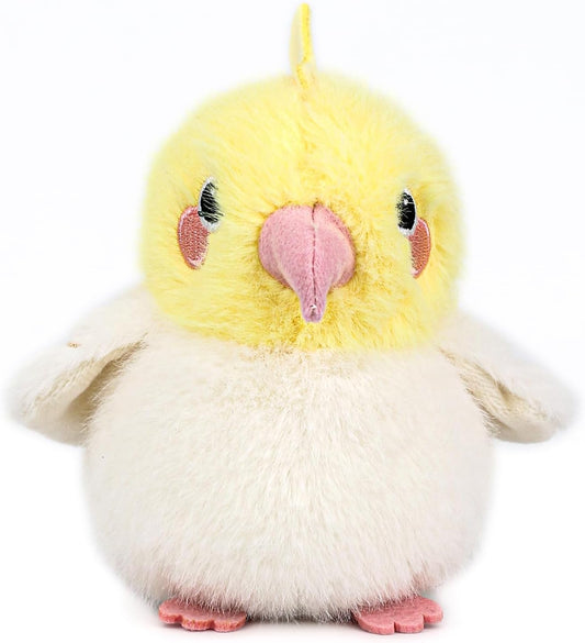 4.7 inches Cockatiel Plush Realistic Yellow Bird Stuffed Animal Cute Plush Toy Bird Bag Pendant Christmas Birthday Valentine's Day Gift for Friends Kids